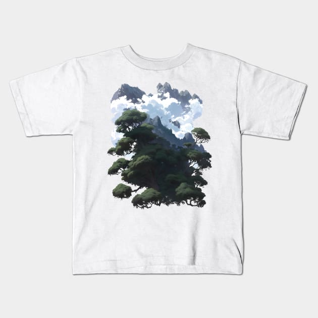 Clouds, Forests and Mountains Kids T-Shirt by HideTheInsanity